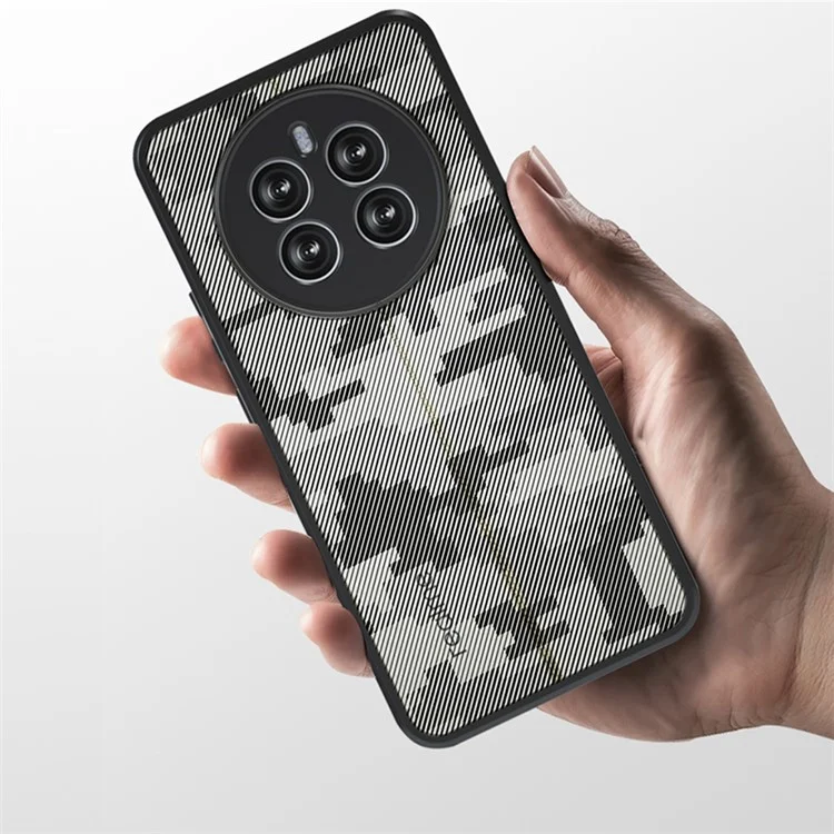 IBMRS Per Realme 12 4G / 12+ 5G Case Drop-Resistant TPU+PC Cell Phone Shell - Camuflaggio a Griglia