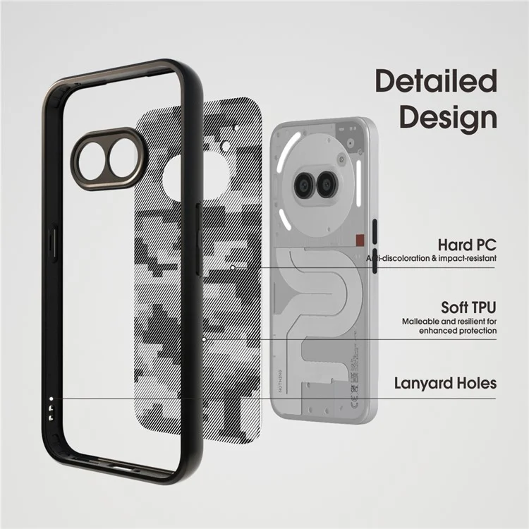 IBMRS For Nothing Phone (2a) Plus / Phone (2a) Funda Protectora TPU+PC a Prueba de Golpes con Corte Preciso para Lente - Camuflaje en Cuadrícula