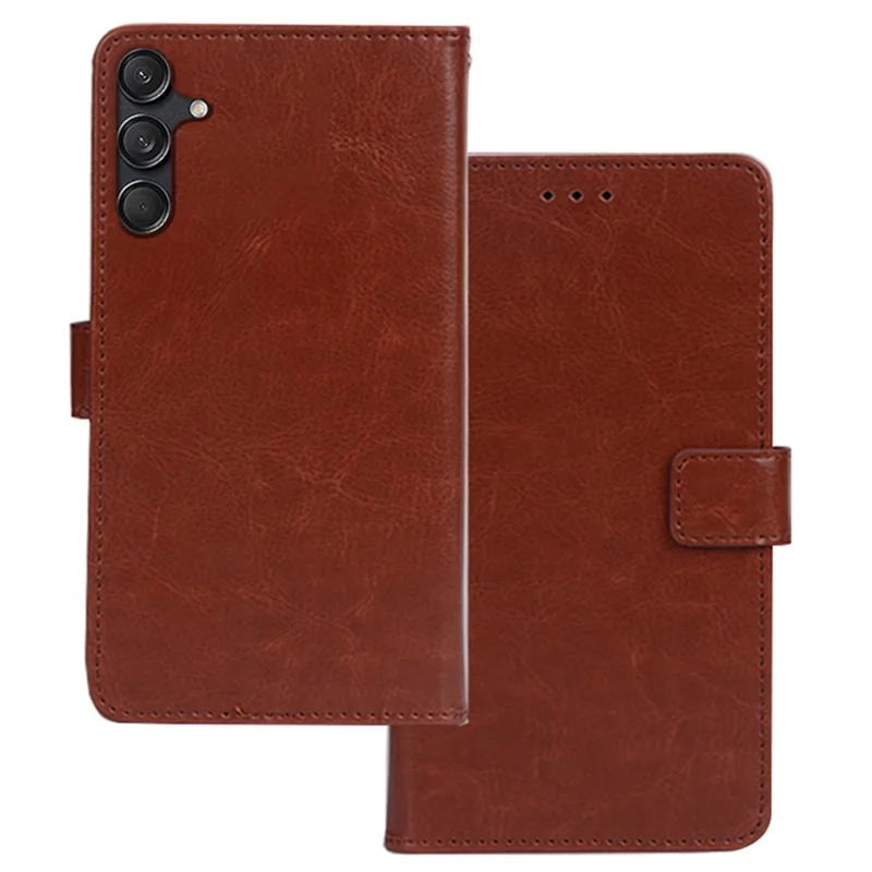IDEWEI For Samsung Galaxy M55 5G / C55 5G / F55 5G Case PU Leather Folio Stand View Phone Cover Crazy Horse Texture - Brown
