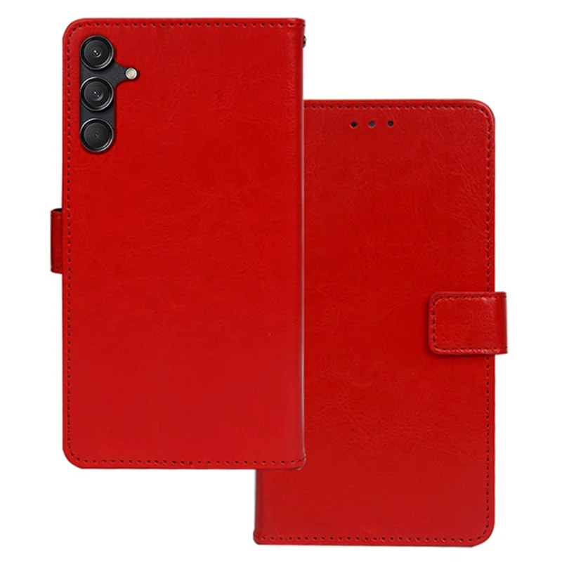 IDEWEI For Samsung Galaxy M55 5G / C55 5G / F55 5G Case PU Leather Folio Stand View Phone Cover Crazy Horse Texture - Red