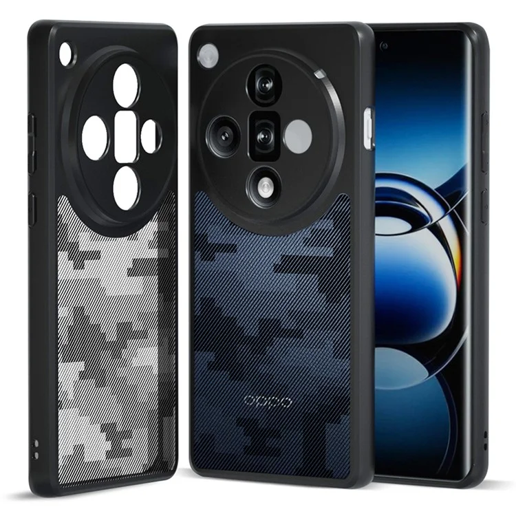 IBMRS Pour Oppo Find X7 5G Étui TPU+PC Anti-rayures Housse de Téléphone - Camouflage Quadrillé