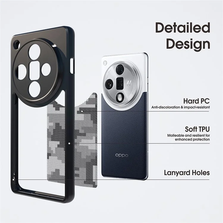 IBMRS Pour Oppo Find X7 5G Étui TPU+PC Anti-rayures Housse de Téléphone - Camouflage Quadrillé