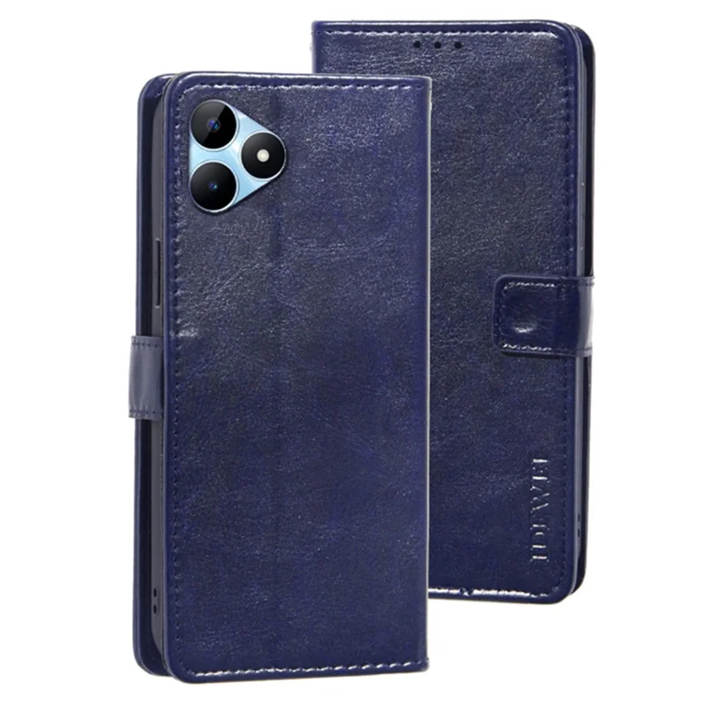 IDEWEI For Realme Note 50 4G Case Crazy Horse PU Leather Wallet Anti-scratch Phone Cover - Dark Blue