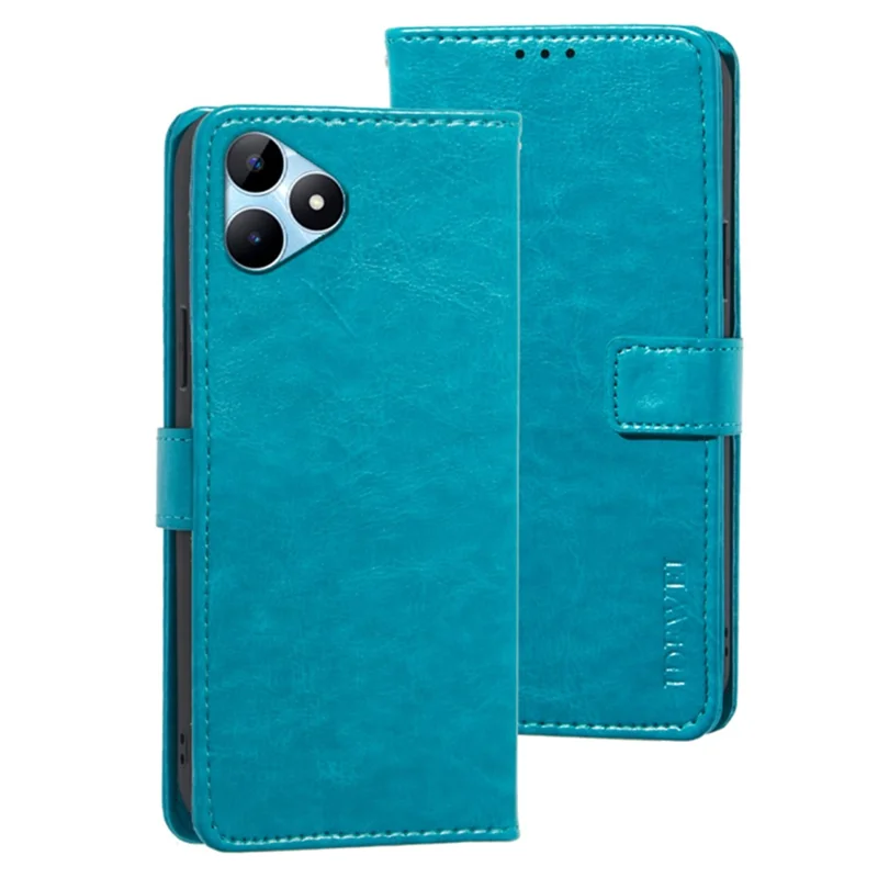 IDEWEI For Realme Note 50 4G Case Crazy Horse PU Leather Wallet Anti-scratch Phone Cover - Sky Blue