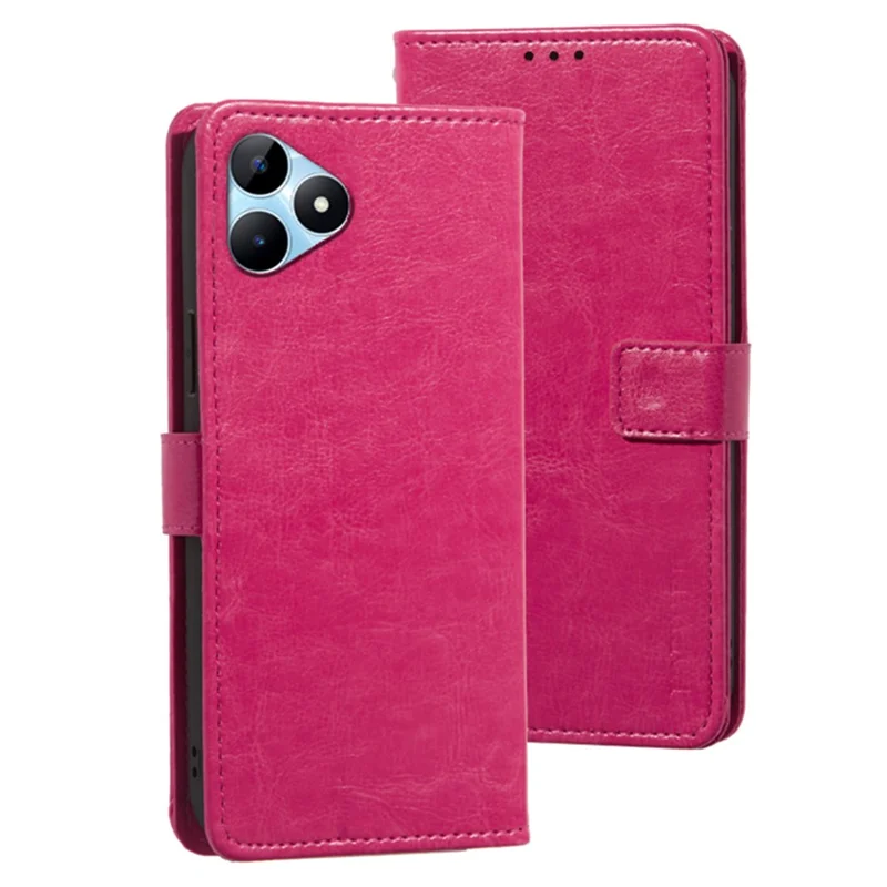 IDEWEI Per Realme Note 50 4G Case Crazy Horse PU Leather Wallet Anti-scratch Phone Cover - Rosa
