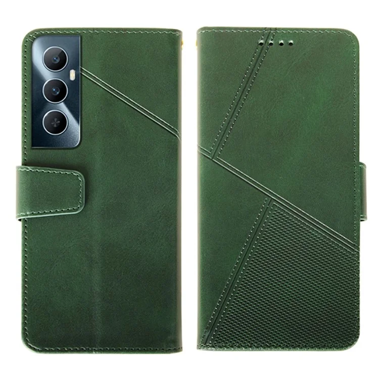 IDEWEI For Realme C65 4G Case Scratch-resistant Wallet Calf Texture Leather Phone Cover - Green