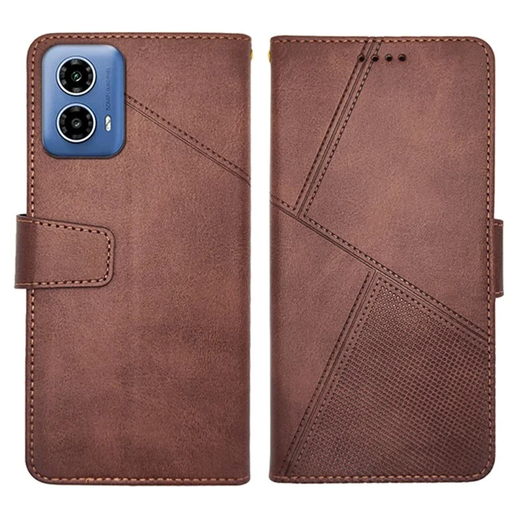 IDEWEI para el caso Motorola Moto G45 5G / G34 5G Funda de piel de becerro con textura Cubierta de teléfono con soporte de visualización - Marrón