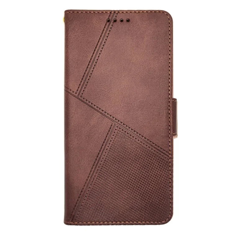 IDEWEI para el caso Motorola Moto G45 5G / G34 5G Funda de piel de becerro con textura Cubierta de teléfono con soporte de visualización - Marrón