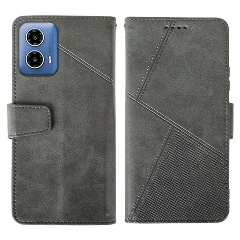 IDEWEI For Motorola Moto G45 5G / G34 5G Case PU Leather Calf Texture Phone Cover with Viewing Stand - Grey