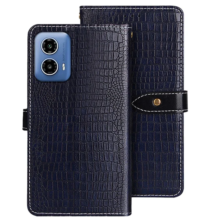 IDEWEI para Motorola Moto G45 5G / G34 5G Funda de Teléfono Textura de Cocodrilo Flip Funda de Cuero Billetera - Azul