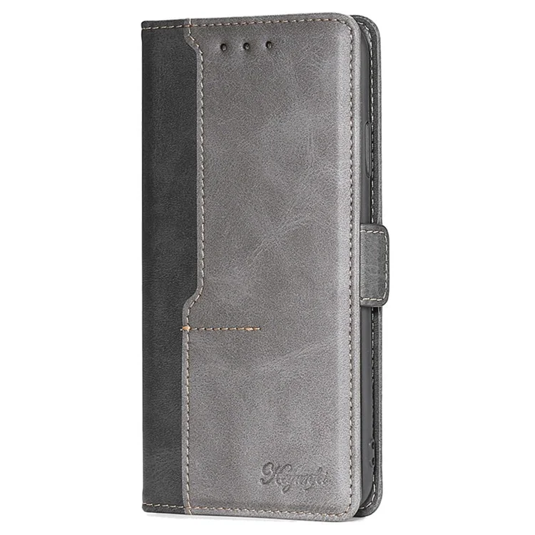 For TECNO Spark 20 Pro+ Phone Case Dual Color Splicing Leather Flip Cover Mobile Accessories Wholesale - Black+Grey