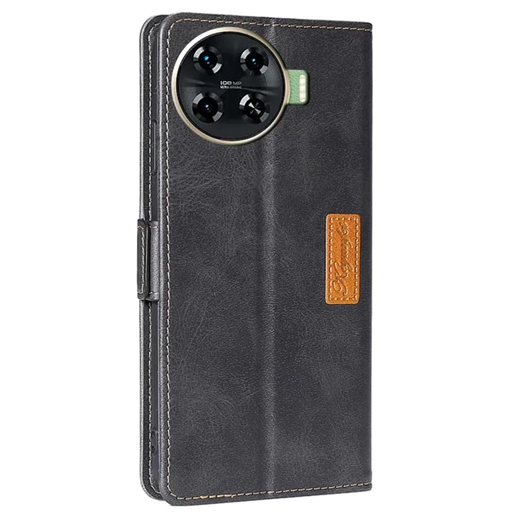 For TECNO Spark 20 Pro+ Phone Case Dual Color Splicing Leather Flip Cover Mobile Accessories Wholesale - Black+Grey