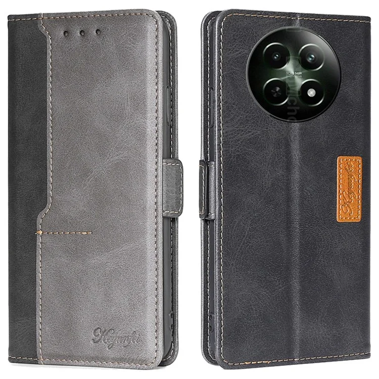 Para Realme 12 5G Funda de Teléfono Mayorista Funda de Cartera de Cuero de Color Multifacético - Negro+Gris