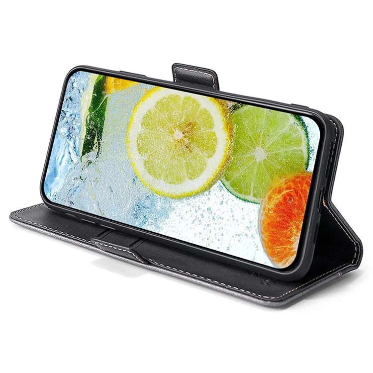 Para Realme 12 5G Funda de Teléfono Mayorista Funda de Cartera de Cuero de Color Multifacético - Negro+Gris