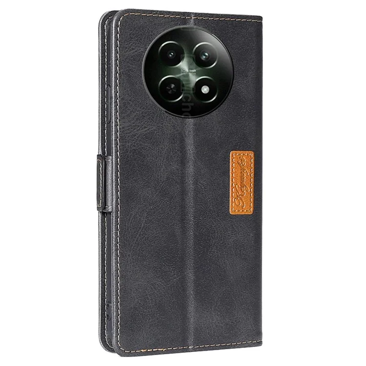Para Realme 12 5G Funda de Teléfono Mayorista Funda de Cartera de Cuero de Color Multifacético - Negro+Gris