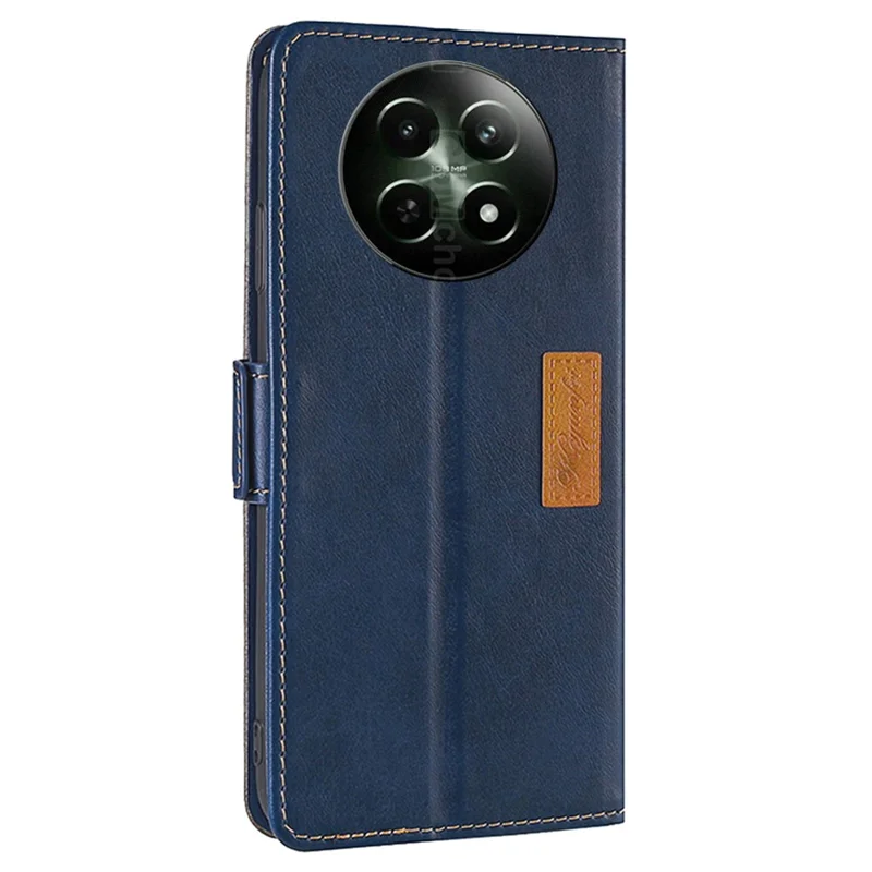 For Realme 12 5G   Phone Cover Splicing Color Leather Wallet Phone Cover - Blue+Grey