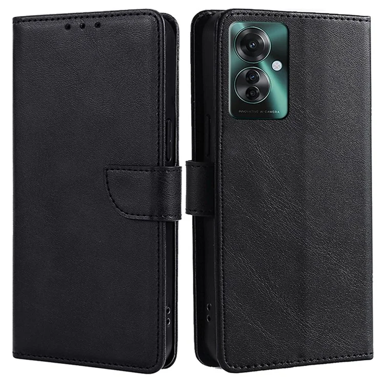 Para Oppo Reno11 F 5G / F25 Pro 5G Funda de cuero billetera de pie Funda protectora para teléfono - Negro