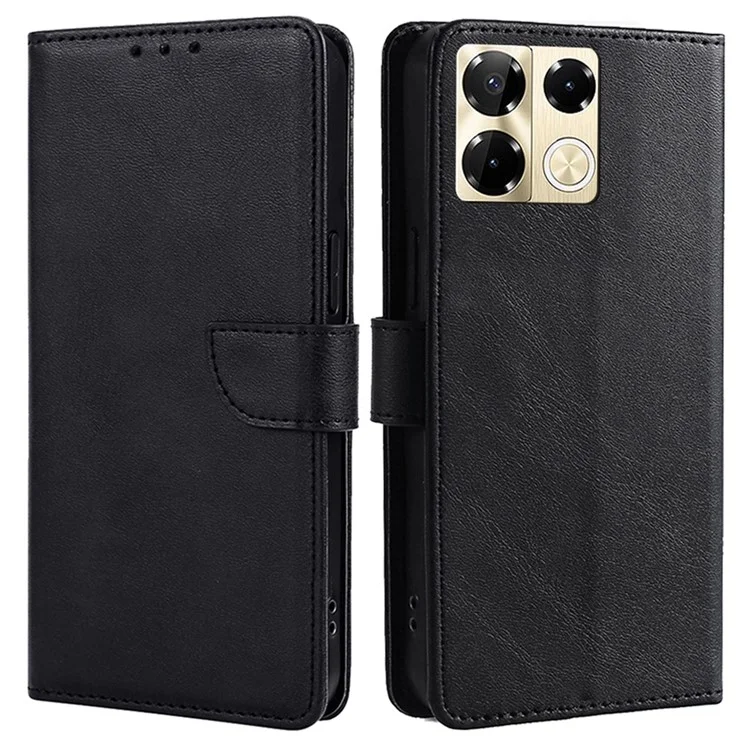 For Infinix Note 40 Pro 5G Case Calf Texture Wallet Stand Leather Phone Cover - Black