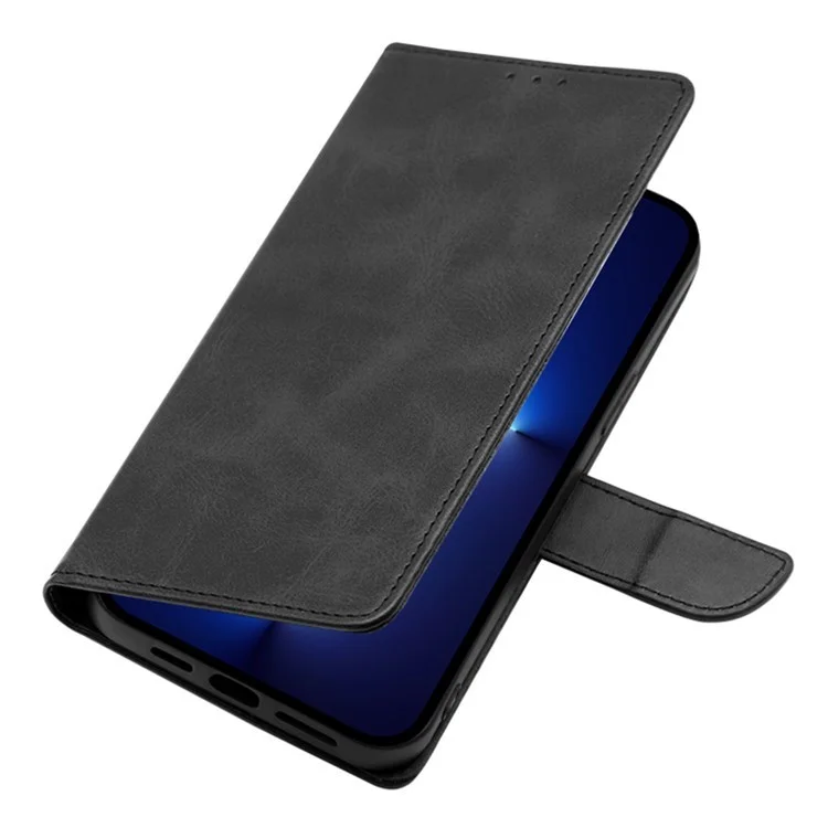 For Infinix Note 40 Pro 5G Case Calf Texture Wallet Stand Leather Phone Cover - Black