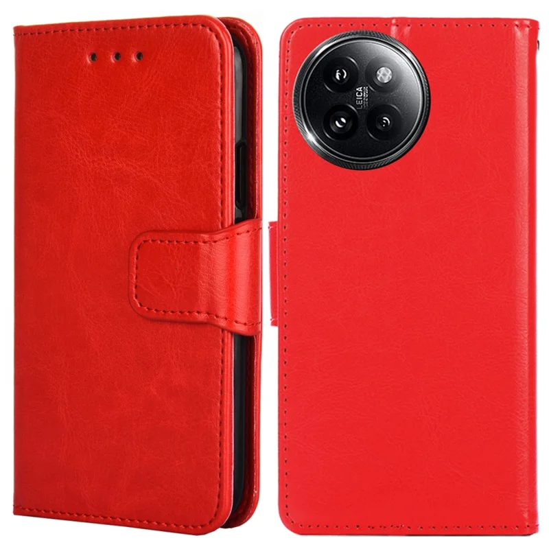 For Xiaomi Civi 4 Pro 5G / 14 Civi 5G Case Leather Phone Wallet Cover with Magnetic Clasp - Red