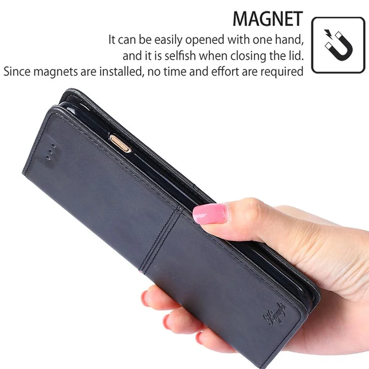 Para Huawei nova 12i 4G Case Cowhide Texture Leather Stand Magnetic Closure Phone Cover - Preto
