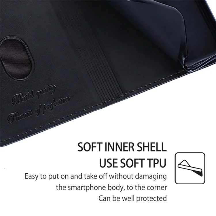 Para Huawei nova 12i 4G Case Cowhide Texture Leather Stand Magnetic Closure Phone Cover - Preto
