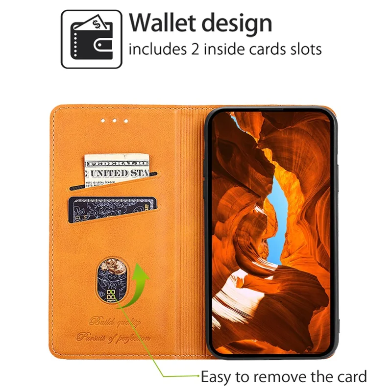 For TECNO Spark 20 Pro+ Case PU Leather Stand Folio Cowhide Texture Phone Cover - Light Brown