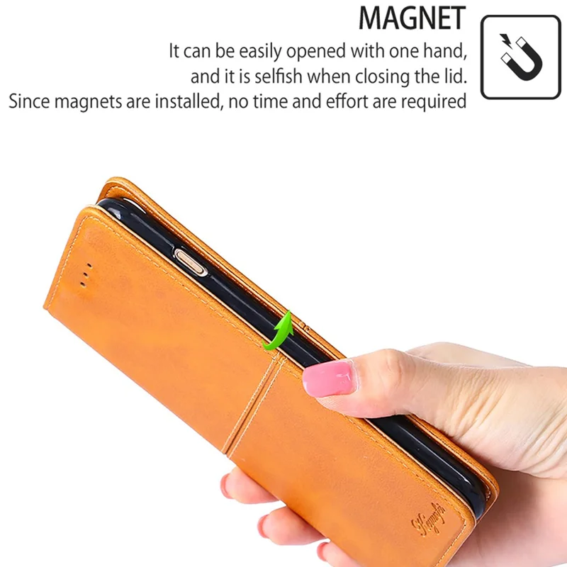 For TECNO Spark 20 Pro+ Case PU Leather Stand Folio Cowhide Texture Phone Cover - Light Brown