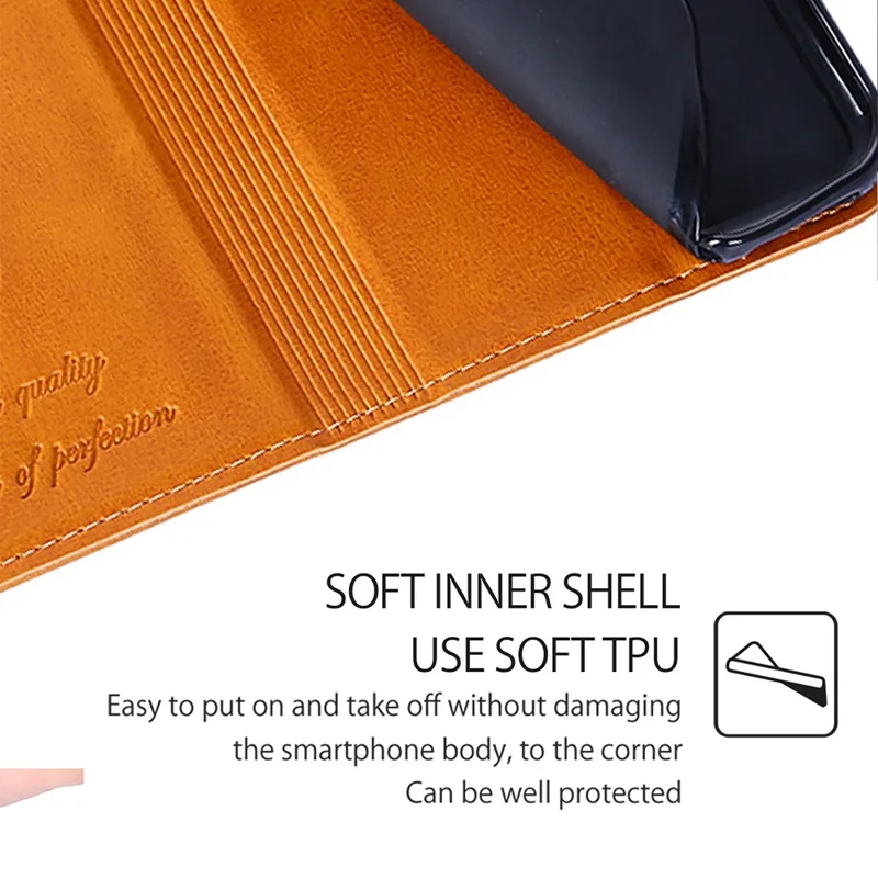 For TECNO Spark 20 Pro+ Case PU Leather Stand Folio Cowhide Texture Phone Cover - Light Brown