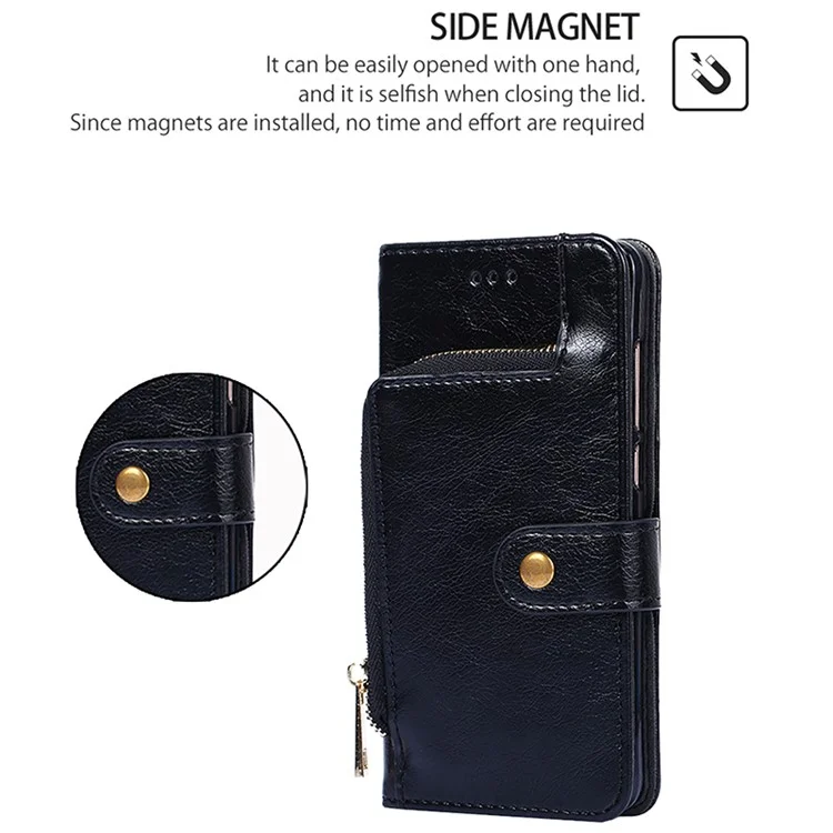 Pour Xiaomi Civi 4 Pro 5G / 14 Civi 5G Étui en cuir PU avec fermeture à glissière Portefeuille Anti-Rayures Support de téléphone - Noir
