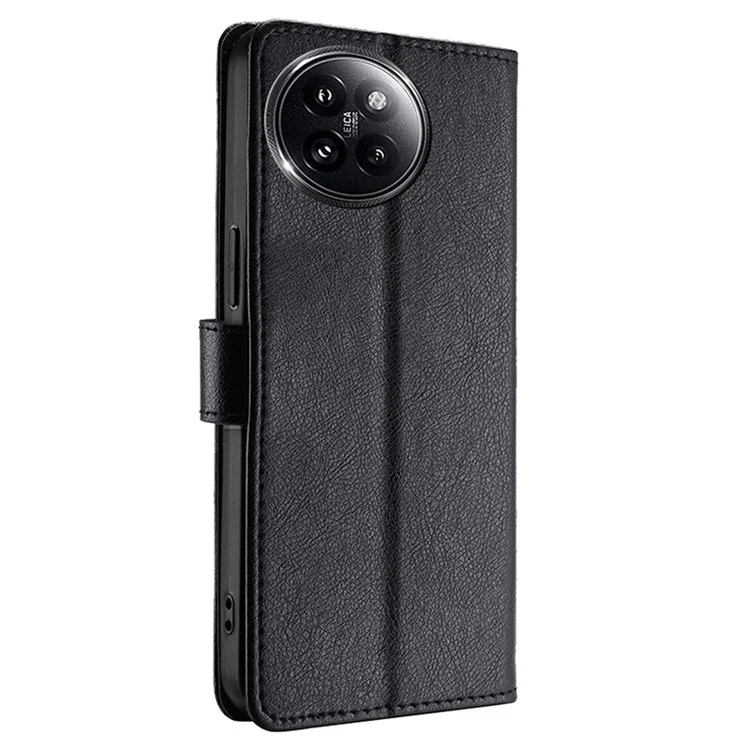 Pour Xiaomi Civi 4 Pro 5G / 14 Civi 5G Étui en cuir PU avec fermeture à glissière Portefeuille Anti-Rayures Support de téléphone - Noir