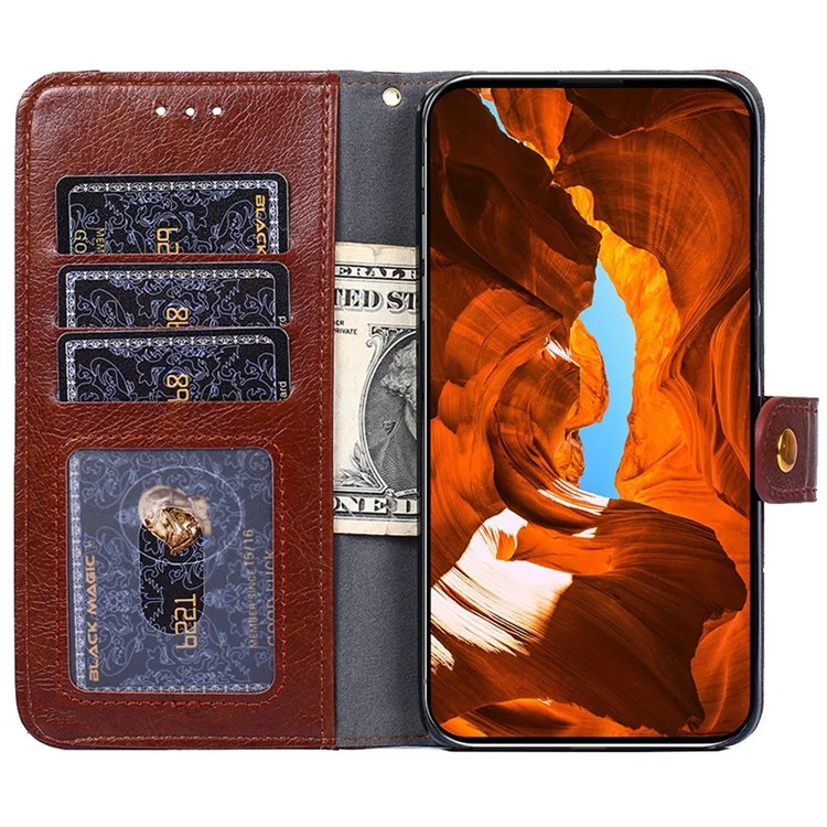 For OnePlus Ace 3V 5G Magnetic Clasp Case Zipper Wallet Leather Phone Cover - Brown