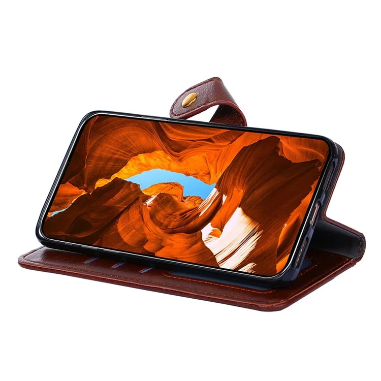 Чехол-бумажник с застежкой-молнией для Realme 12 Pro 5G / 12 Pro+ 5G, противоударный кожаный чехол-подставка - коричневый