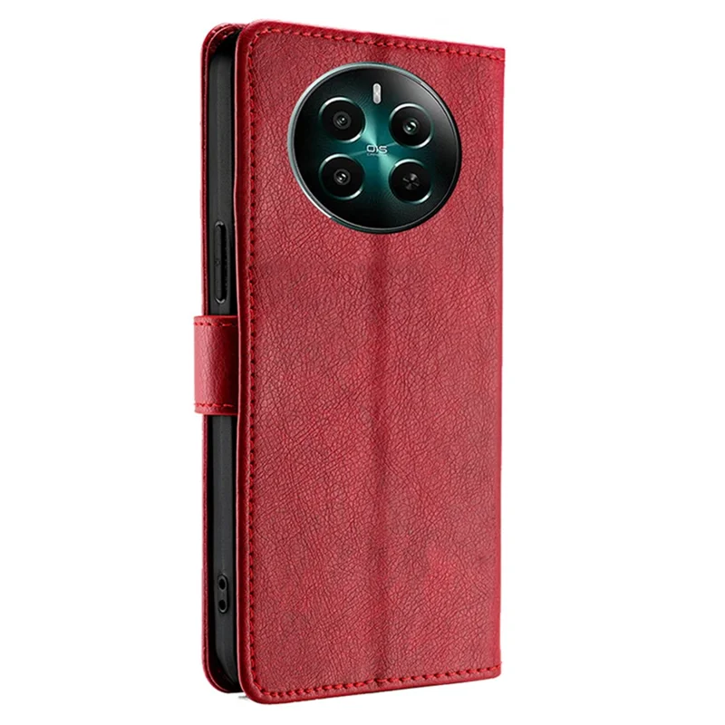 For Realme 12 4G / 12+ 5G Zipper Wallet Case Full Protection Flip Leather Phone Cover - Red