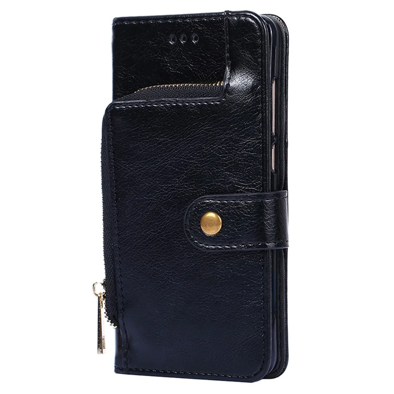 Для Xiaomi Redmi Note 13R Pro 5G Stand Case Full Protection Zipper Wallet Leather Phone Cover - Black
