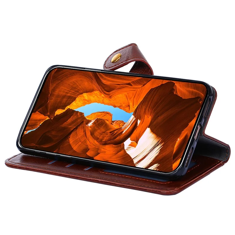 For Xiaomi Redmi Note 13R Pro 5G Stand Case Full Protection Zipper Wallet Leather Phone Cover - Brown