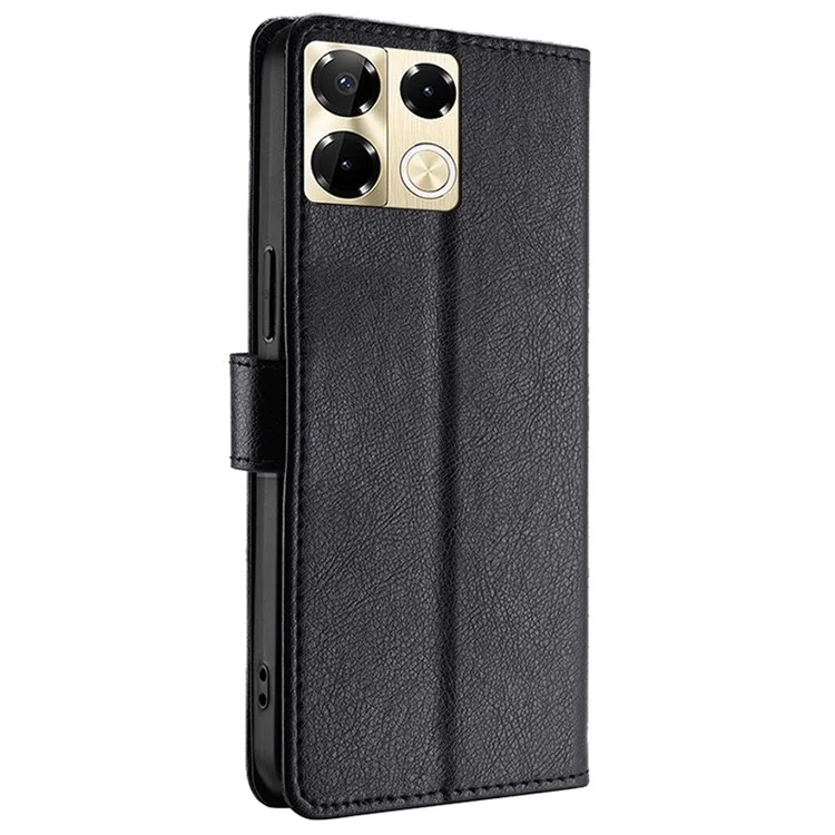 For Infinix Note 40 Pro 5G Case PU Leather Phone Zipper Purse Cover with Wrist Straps - Black
