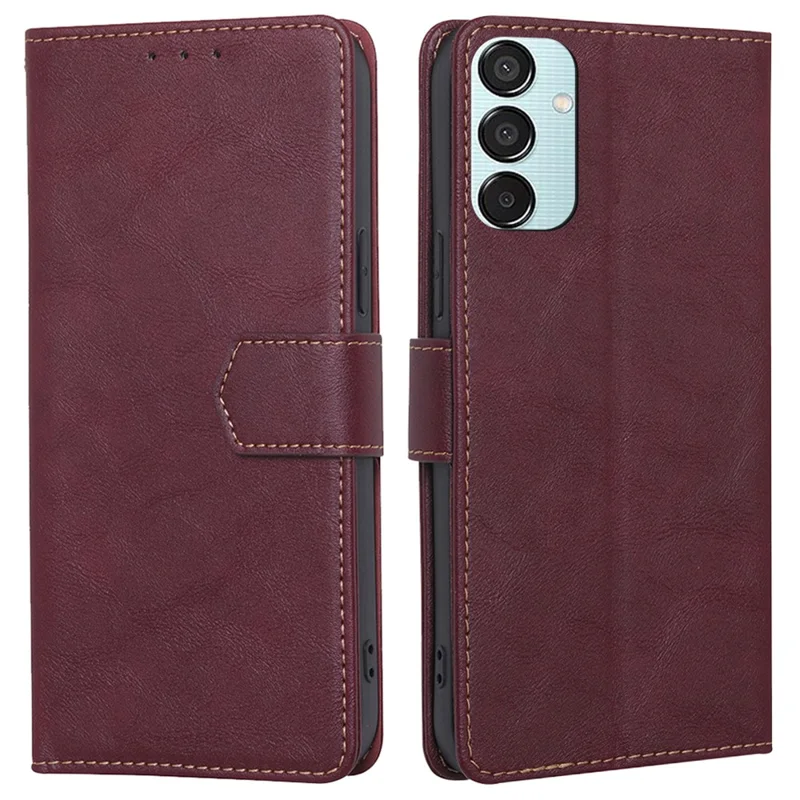 For Samsung Galaxy M15 5G Case Magnetic Clasp Flip Leather RFID Blocking Phone Cover - Wine Red