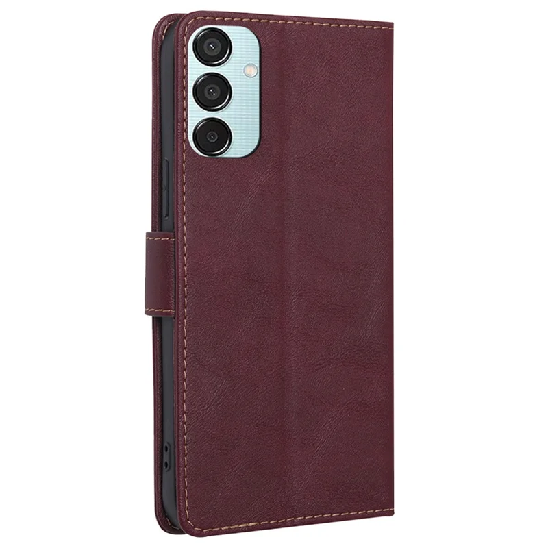 For Samsung Galaxy M15 5G Case Magnetic Clasp Flip Leather RFID Blocking Phone Cover - Wine Red