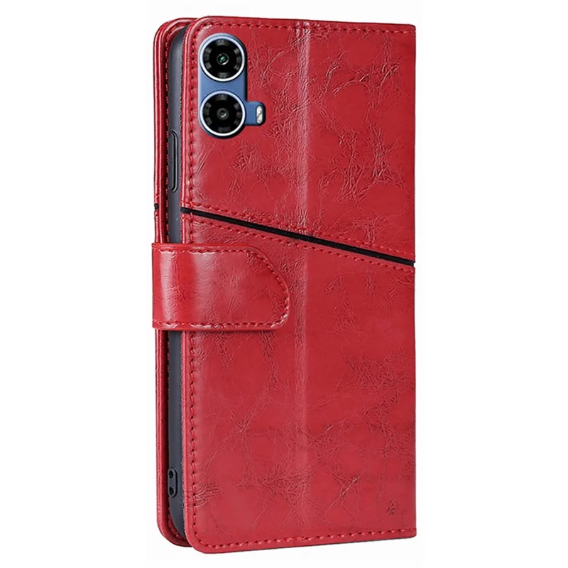 For Motorola Moto G45 5G / G34 5G Case Geometric Splicing Wallet Design Smartphone Cover - Red