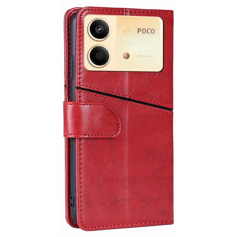 For Xiaomi Redmi Note 13R Pro 5G Case Geometric Splicing Stand Shock Absorbing Phone Cover - Red
