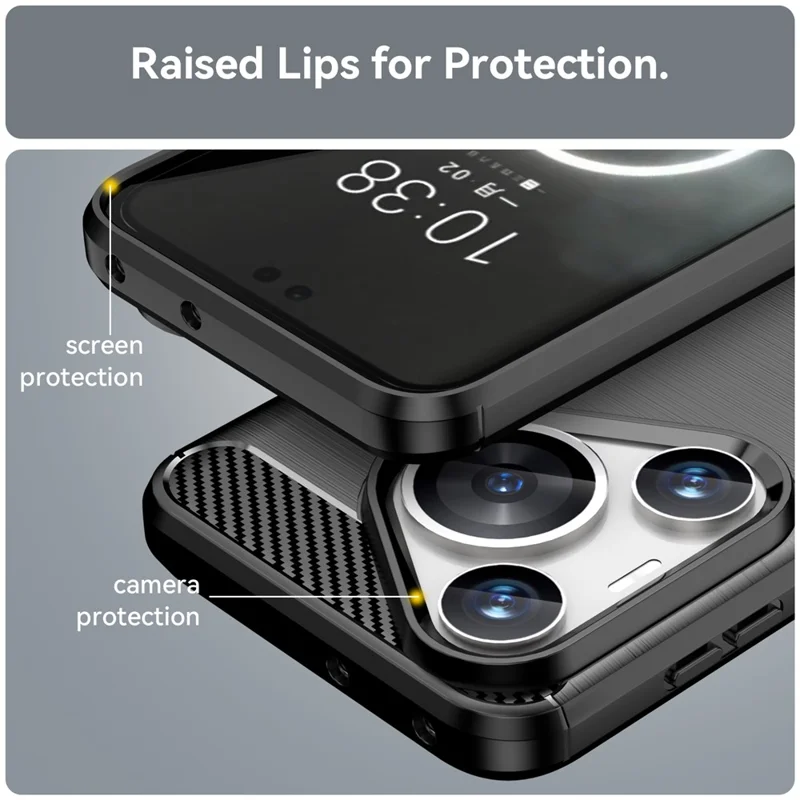 For Huawei Pura 70 Pro / 70 Pro+ Case Anti-fingerprint TPU Cover Carbon Fiber Texture - Black