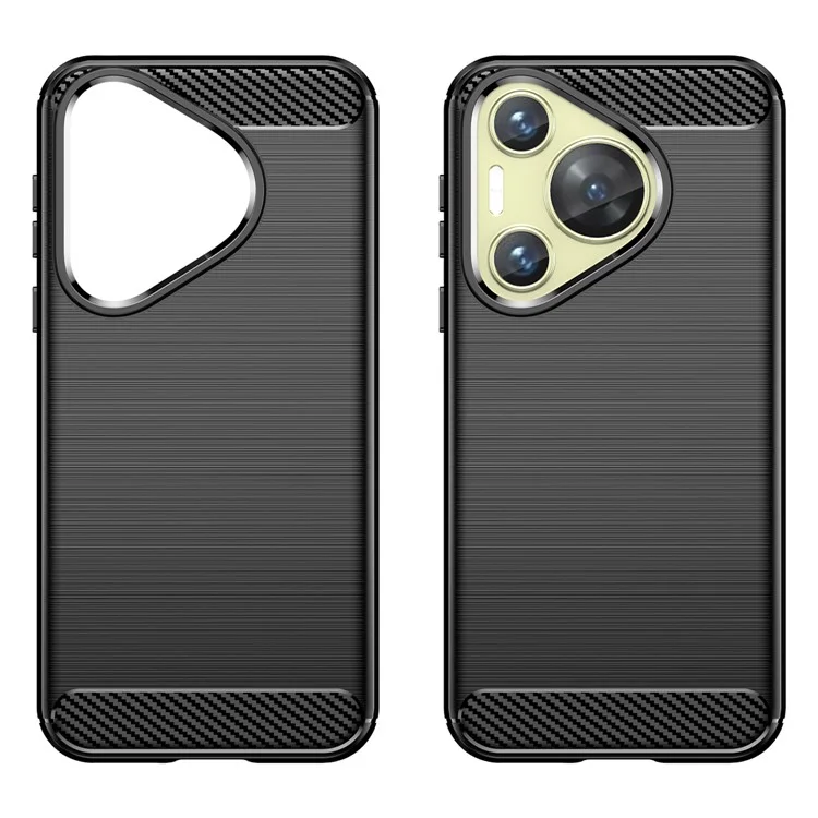 For Huawei Pura 70 Case Carbon Fiber Texture TPU Phone Cover - Black