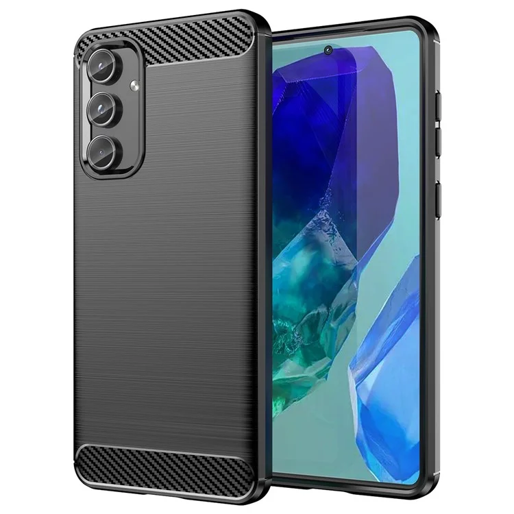 Para Samsung Galaxy M55 5G / C55 5G / F55 5G Carcasa de teléfono con textura de fibra de carbono y TPU suave - Negro