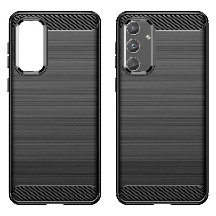 Para Samsung Galaxy M55 5G / C55 5G / F55 5G Carcasa de teléfono con textura de fibra de carbono y TPU suave - Negro