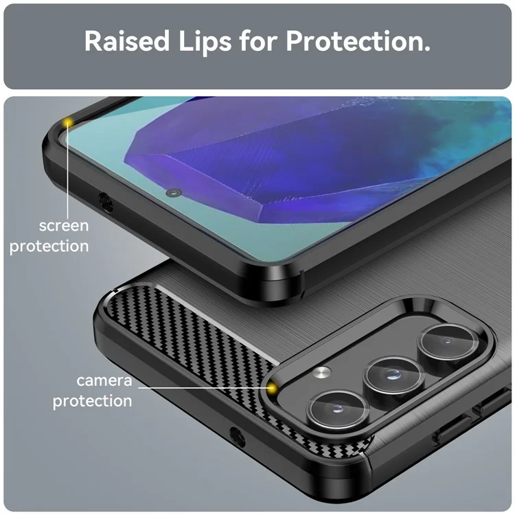 Para Samsung Galaxy M55 5G / C55 5G / F55 5G Carcasa de teléfono con textura de fibra de carbono y TPU suave - Negro