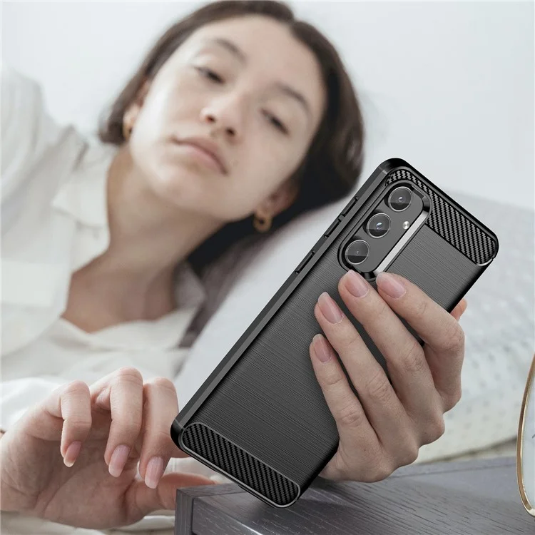 Para Samsung Galaxy M55 5G / C55 5G / F55 5G Carcasa de teléfono con textura de fibra de carbono y TPU suave - Negro