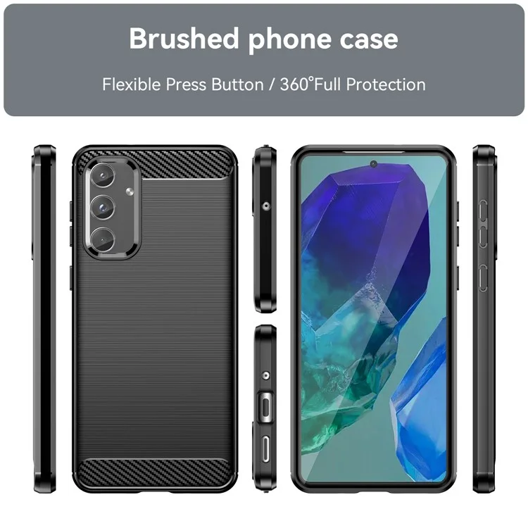 Para Samsung Galaxy M55 5G / C55 5G / F55 5G Carcasa de teléfono con textura de fibra de carbono y TPU suave - Negro