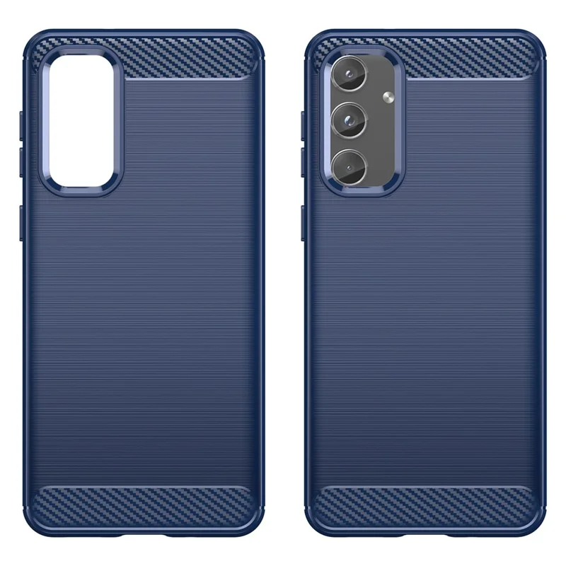 For Samsung Galaxy M55 5G / C55 5G / F55 5G Brushed Phone Case Carbon Fiber Texture Soft TPU Cover - Blue