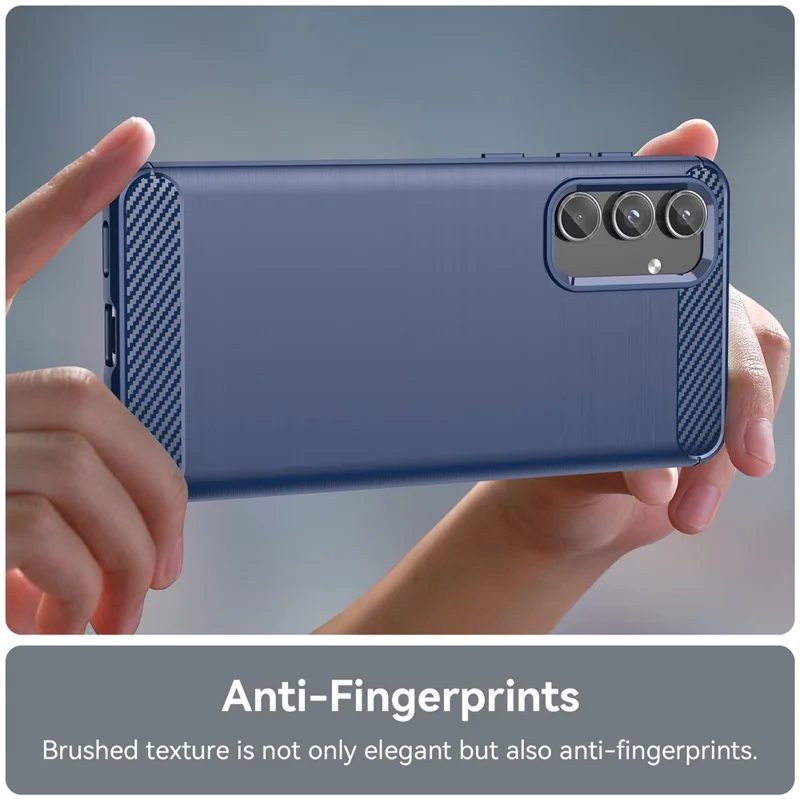 For Samsung Galaxy M55 5G / C55 5G / F55 5G Brushed Phone Case Carbon Fiber Texture Soft TPU Cover - Blue